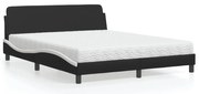 vidaXL Κρεβάτι με Στρώμα Μαύρο/Λευκό 160x200 εκ. από Συνθετικό Δέρμα