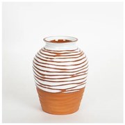 Βάζο Κεραμικό Τερακότα &amp; Άσπρο 15.6x15.6x19.8cm 752-20234 Estheti 752-20234 Καφέ
