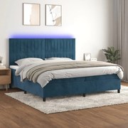 ΚΡΕΒΑΤΙ BOXSPRING ΜΕ ΣΤΡΩΜΑ &amp; LED ΣΚ. ΜΠΛΕ 200X200ΕΚ. ΒΕΛΟΥΔΙΝΟ 3136267