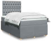 vidaXL Κρεβάτι Boxspring με Στρώμα Ανοιχτό Γκρι 120x200 εκ. Υφασμάτινο