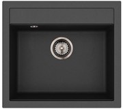 Helika Quadro SQQ 100 Ένθετος Γρανιτένιος Νεροχύτης με Γραφίτη Βαλβίδα Μ56.5xΠ51cm Μαύρος
