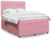 vidaXL Κρεβάτι Boxspring με Στρώμα Ροζ 160x200 εκ. Βελούδινο