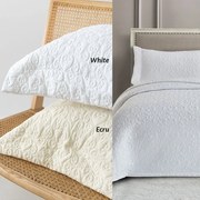 Κουβερλί Με Κέντημα WED103 (Σετ 3τμχ) Ecru Palamaiki Υπέρδιπλo 240x260cm Microfiber