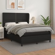 vidaXL Κρεβάτι Boxspring με Στρώμα Μαύρο 140x200εκ.από Συνθετικό Δέρμα