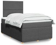 vidaXL Κρεβάτι Boxspring με Στρώμα Σκούρο Γκρι 120x200 εκ. Υφασμάτινο