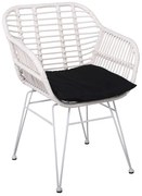 Πολυθρόνα Κήπου SALSA-W Μαύρο/Λευκό Μέταλλο/Wicker 55x56x82cm