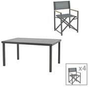 Intrahome Τραπεζαρία Mabu-Klinton σετ 5τεμ Intrahome αλουμίνιο και ύφασμα σε ανθρακί απόχρωση 150x80x74εκ | SKU: INTRAPA-311111883