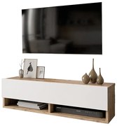 Έπιπλο τηλεόρασης επιτοίχιο Roscoe λευκό-oak 100x31.5x29.5εκ Υλικό: CLIPBOARD WITH MELAMINE COATING 18mm - MDF 176-000031