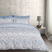 Σετ Παπλωματοθήκη Φανελένια Υπέρδιπλη 220x240εκ. Flannel Line 9637 Μπλε-Taupe Das Home