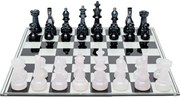 Διακοσμητικό Επιτραπέζιο Chess Λευκό/Μαύρο 60x60x13 εκ. - Ασημί