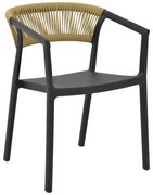 Καρέκλα - Πολυθρόνα Sillia στοιβαζόμενη pp μαύρο - μπεζ rattan 55x52x74,5 εκ. 55x52x74.5 εκ.
