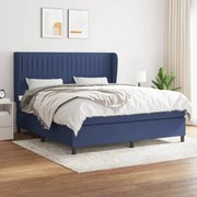 Κρεβάτι Boxspring με Στρώμα Μπλε 180x200 εκ. Υφασμάτινο - Μπλε