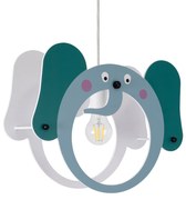 GloboStar® ELEPHANT 61578 Μοντέρνο Παιδικό Κρεμαστό Φωτιστικό Οροφής Μονόφωτο 1 x E27 Πράσινο PVC Φιγούρα Ελέφαντας Μ37.7 x Π15.5 x Υ31.5cm