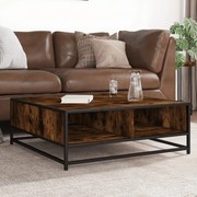 vidaXL Τραπεζάκι Σαλονιού Καπνιστή Δρυς 80x80x30 εκ. Επ. Ξύλο&amp;Μέταλλο