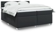 vidaXL Κρεβάτι Boxspring με Στρώμα Μαύρο 200x200 εκ. Συνθετικό Δέρμα