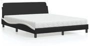 Κρεβάτι με Στρώμα Dover Μαύρο/Λευκό 160x200 εκ. από Συνθετικό Δέρμα