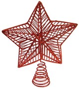 Χριστουγεννιάτικη Κορυφή Δέντρου Μεταλλικό Αστέρι Κόκκινο 24cm 5541c