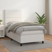 vidaXL Κρεβάτι Boxspring με Στρώμα Λευκό 80 x 200 εκ. Συνθετικό Δέρμα