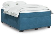 Κρεβάτι Boxspring με Στρώμα Σκούρο Μπλε 160x200 εκ. Βελούδινο - Μπλε