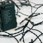 Χριστουγεννιάτικα Λαμπάκια 96 Led Σε Σειρά 10.5μ Θερμό Λευκό Με 8 Προγράμματα &amp; Μπαταρία Eurolamp 600-11121