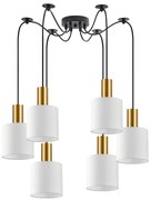 SE21-GM-4-BL6-SH1 ADEPT TUBE Gold Matt Pendant White Fabric Shade+