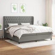 vidaXL Κρεβάτι Boxspring με Στρώμα Σκούρο Γκρι 200x200 εκ. Υφασμάτινο