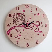 Intra απο ξύλο plywood 3mm-4mm πάχος - Μοντέρνο ρολόι τοίχου OWL Δίασταση 30x30 cm Intraeaxys-m1dxyl7k