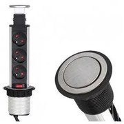 Αναδυόμενο Πολύπριζο LIFT BOX 2xUSB &amp; 3 Σούκο Furniture Socket Χρώμιο LIFTBOX-STD-3FR-U-02-LIFTBOX-STD-3FR-U-02-Χρώμιο LIFTBOX-STD-3FR-U-02