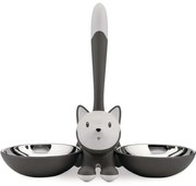 Δοχείο Φαγητού Γάτας 2 Θέσεων Tigrito AMMI09 G 32x16x28cm Silver-Grey Alessi