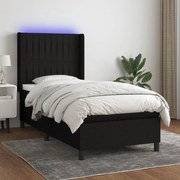 ΚΡΕΒΑΤΙ BOXSPRING ΜΕ ΣΤΡΩΜΑ &amp; LED ΜΑΥΡΟ 90X190 ΕΚ. ΥΦΑΣΜΑΤΙΝΟ 3138439