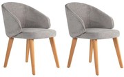 Καρέκλα Bentley (Σετ 2Τμχ) 566WYL1111 48x58x86cm Grey-Oak Ξύλο,Ύφασμα