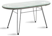 Τραπέζι Naoki μέταλλο μαύρο-pe γκρι-γυαλί 100x45x46εκ 100x45x46 εκ.