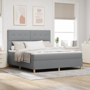 vidaXL Κρεβάτι με βάθρο  με στρώμα & LED Ανοιχτό Γκρι 180x200 εκ. Υφασμα
