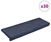 vidaXL Πατάκια Σκαλοπάτια 30 τεμ. 65x21x4 εκ. Σκούρο Γκρι και Μπλε Ορθογώνια Άκρη