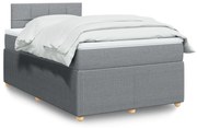 Κρεβάτι Boxspring με Στρώμα Ανοιχτό Γκρι 120x200 εκ. Υφασμάτινο