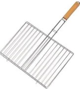 Roller 41030 Διπλή Σχάρα Ψησίματος Χρωμίου Με Ξύλινη Λαβή 28x20εκ