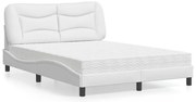 vidaXL Κρεβάτι με Στρώμα Hvar Λευκό 140x190εκ.από Συνθετικό Δέρμα