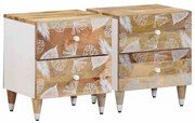 vidaXL Κομοδίνα 2 τεμάχια 40x33,5x46 cm μασίφ ξύλο Mango