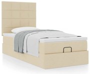 vidaXL Οθωμανικό κρεβάτι με στρώμα Cream 100x200cm ύφασμα
