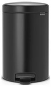 Κάδος με πεντάλ Brabantia NewIcon 649029, 12 L, Ομαλό κλείσιμο, Αντιολισθητική βάση, Μαύρο