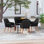 vidaXL Σετ Τραπεζαρίας Κήπου 5 Τεμαχίων Μαύρο με Μαξιλάρια