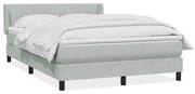 vidaXL Κρεβάτι Boxspring με Στρώμα Ανοιχτό Γκρι 140x220 εκ. Βελούδινο