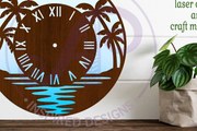 Intra απο ξύλο plywood 3mm-4mm πάχος Παραλία Ρολόι Ρολόι Τοίχου Σκηνή με λέιζερ Δίασταση 8x8 cm INTRAFABR-116552148