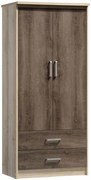 Ντουλάπα ρούχων δίφυλλη OLYMPUS pakoworld χρώμα castillo-toro 81x57x183εκ