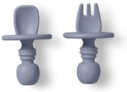 Κουτάλι + Πιρούνι (Σετ) Saro Anti-Choking Blue/Grey 17475
