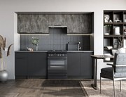 Κουζίνα TAMARA 240 , color: front - grey marble / black, body – carbon wood, worktop – grey