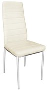 JETTA Καρέκλα Τραπεζαρίας Κουζίνας, Μέταλλο Χρώμιο, Pvc Εκρού