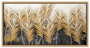 Πίνακας σε καμβά "Gold Leaves" Megapap ψηφιακής εκτύπωσης με κορνίζα χρώμα χρυσό 140x70x3εκ.-GP033-0158