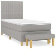 vidaXL Κρεβάτι Boxspring με Στρώμα Ανοιχτό Γκρι 90x200 εκ. Υφασμάτινο