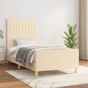 Σκελετός Κρεβατιού Χωρίς Στρώμα Κρέμα 90x190 εκ. Υφασμάτινο 3125184